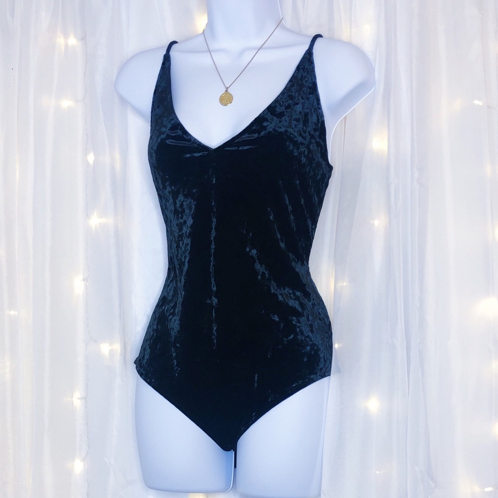 Velvet bodysuit one piece tank